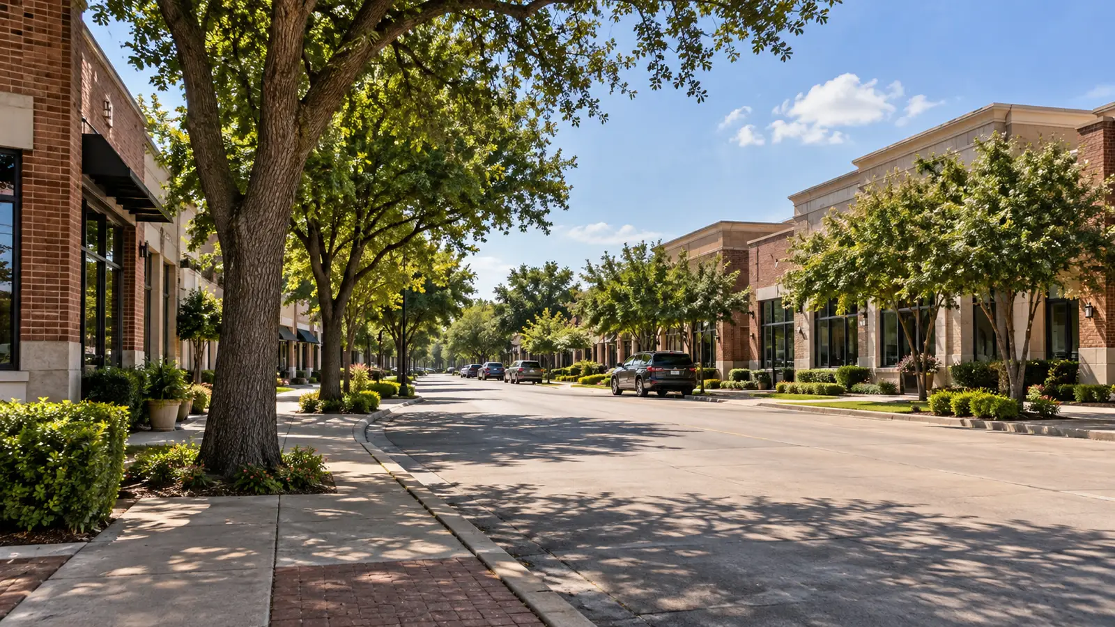 Commercial street in Arlington, Texas