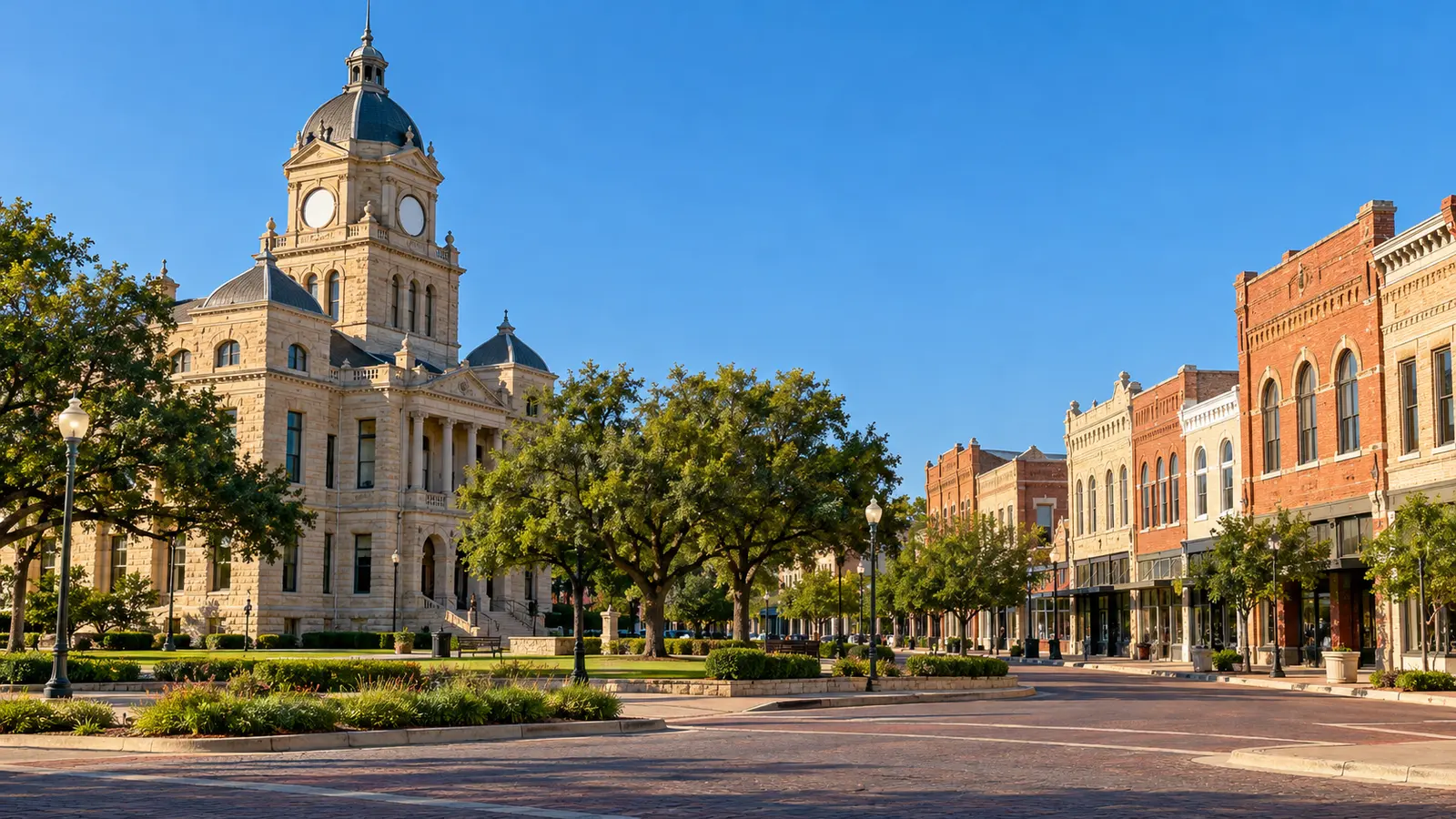 Historic courthouse square in Weatherford, Texas